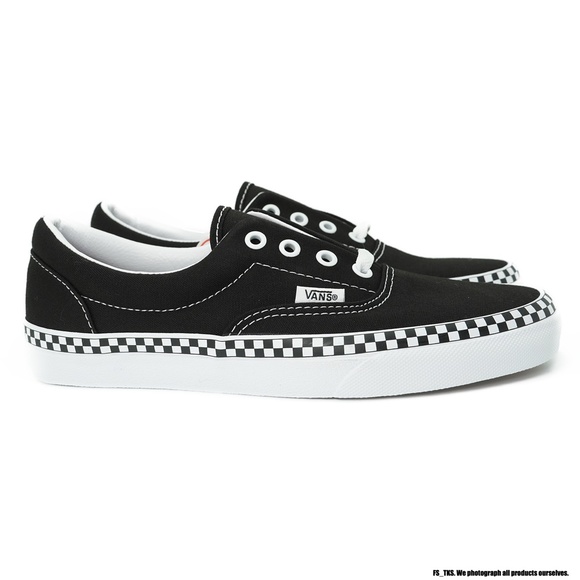 vans era black plaid